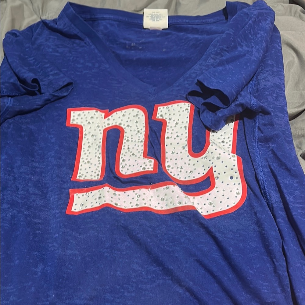 Blue Kids Shirt with White and Red Accents
